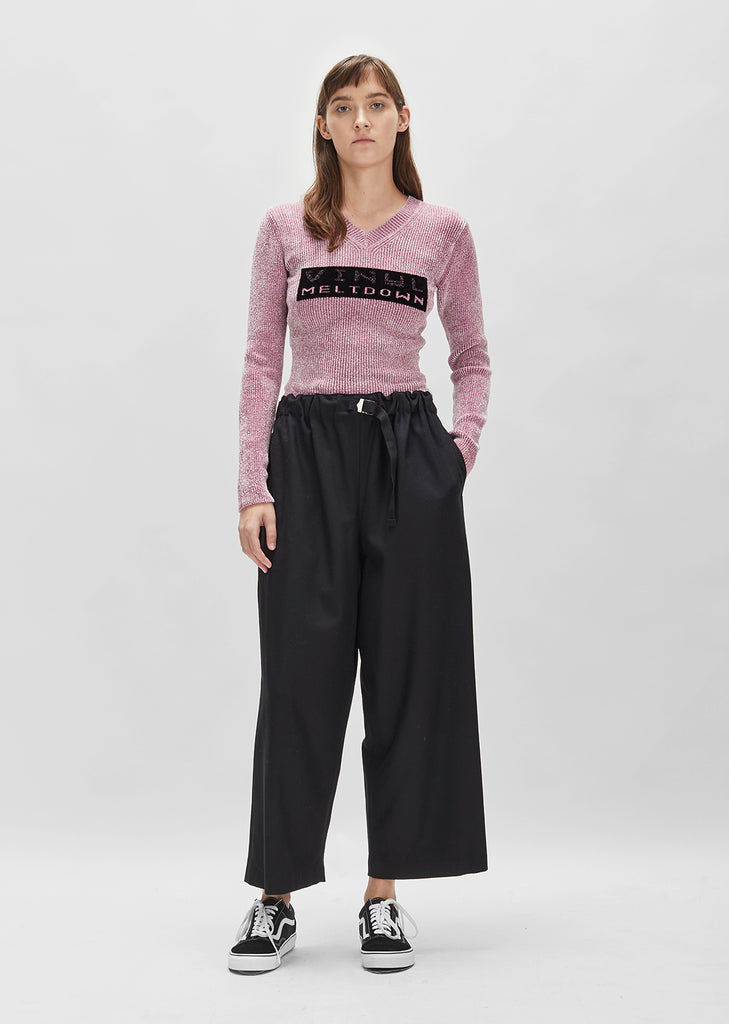 Vinyl Meltdown Jacquard V-Neck Sweater