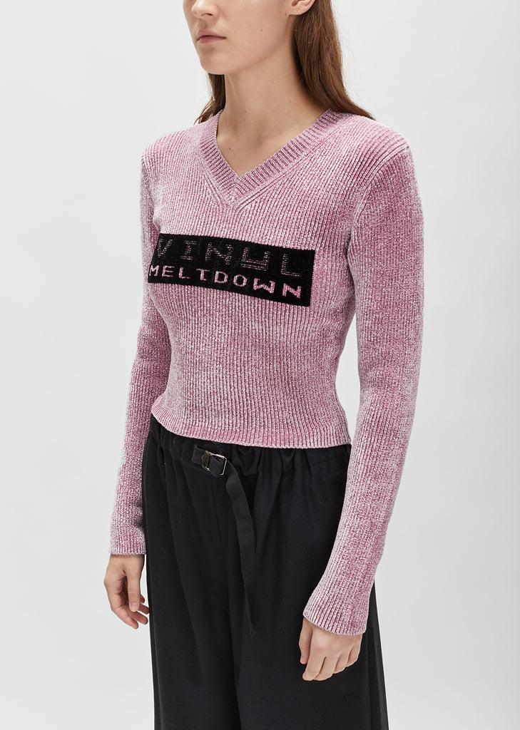 Vinyl Meltdown Jacquard V-Neck Sweater