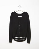 Sheer Stripe Cashmere Cardigan