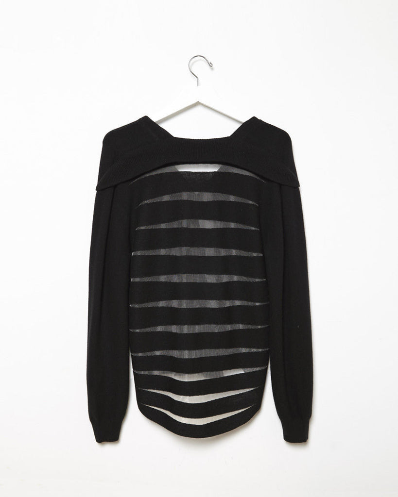 Sheer Stripe Cashmere Cardigan