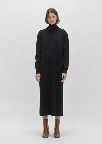 Crepe Wool Slit Dress
