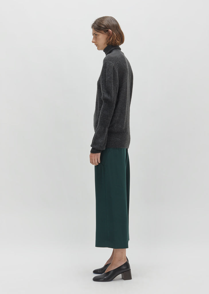 Mohair Blend High Neck Puff Sleeve Sweater