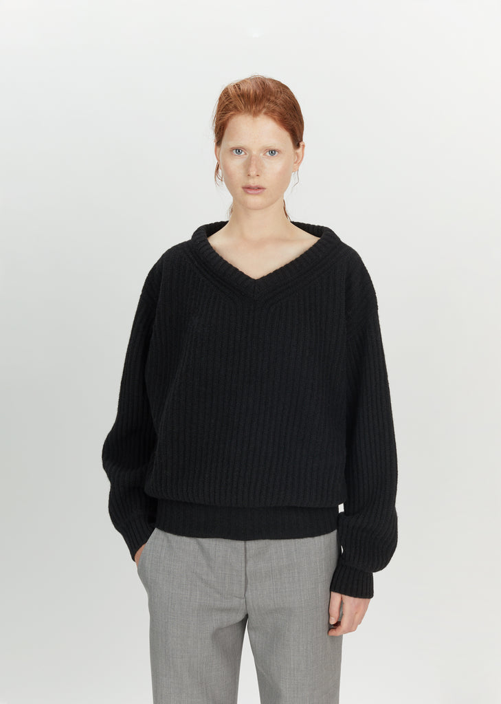 Shetland Wool Large V-Neck Sweater