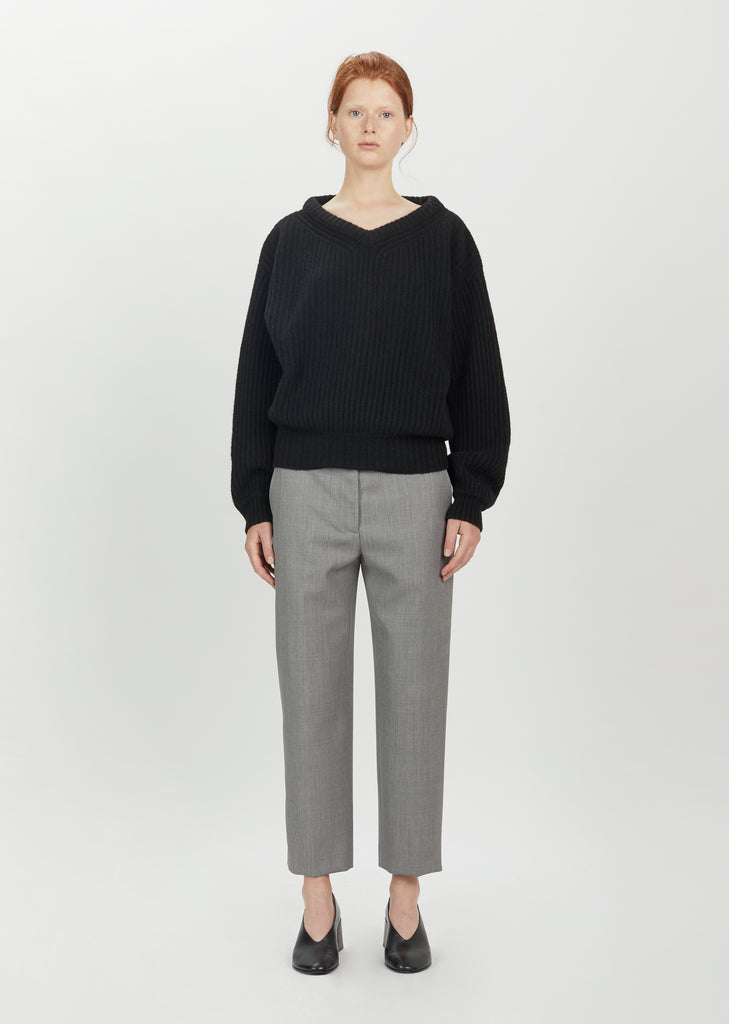 Shetland Wool Large V-Neck Sweater