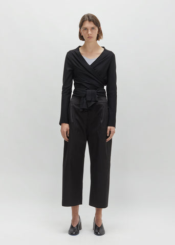 Crepe Wool Wrapover Cardigan