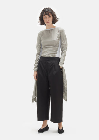 Gathered Silk Crepe Sweater