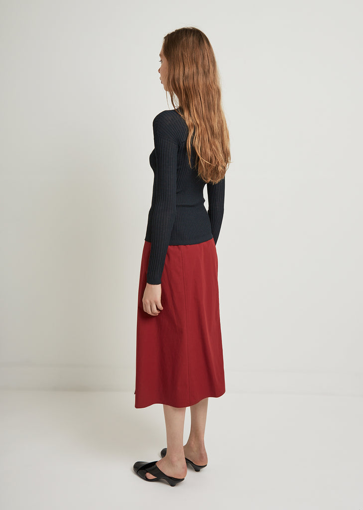 Wrap Over Cotton Poplin Skirt