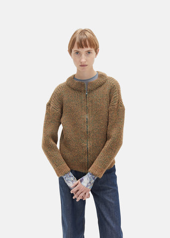 Zip Up Alpaca Cardigan