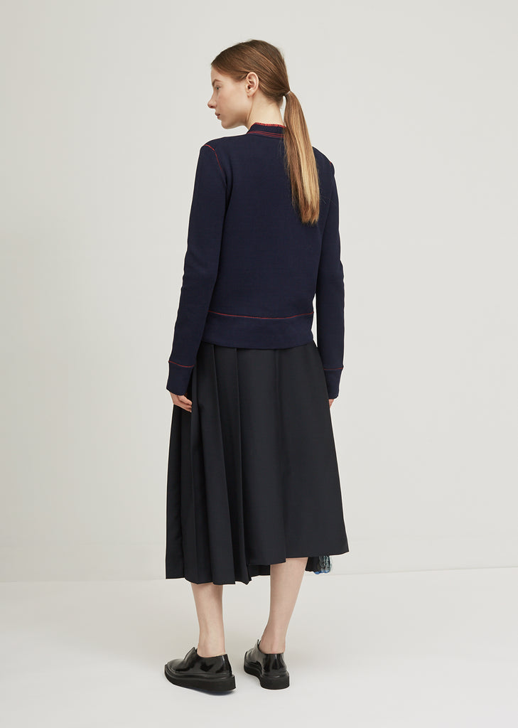 Contrast Stitching Cardigan
