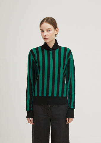 Stripe High Neck Sweater