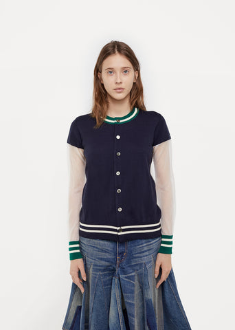 Mesh Sleeve Wool Cardigan