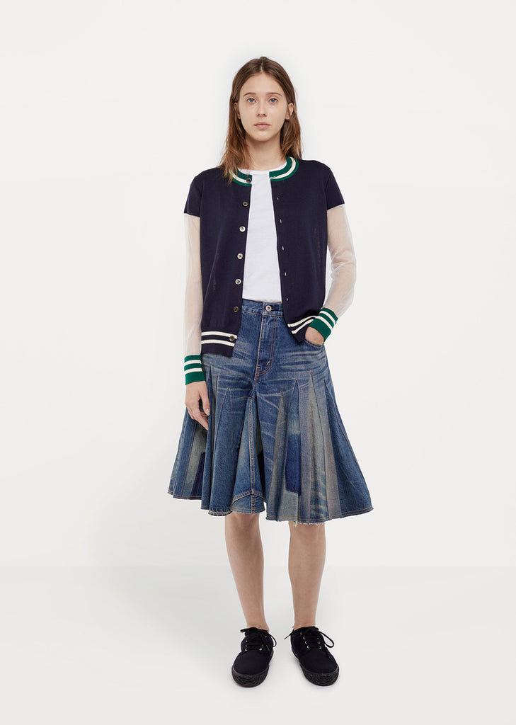 Mesh Sleeve Wool Cardigan