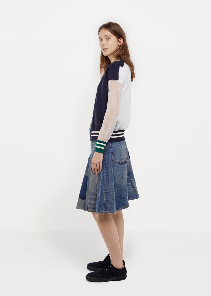 Mesh Sleeve Wool Cardigan