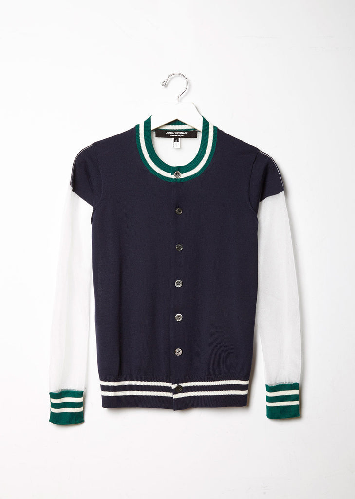 Mesh Sleeve Wool Cardigan