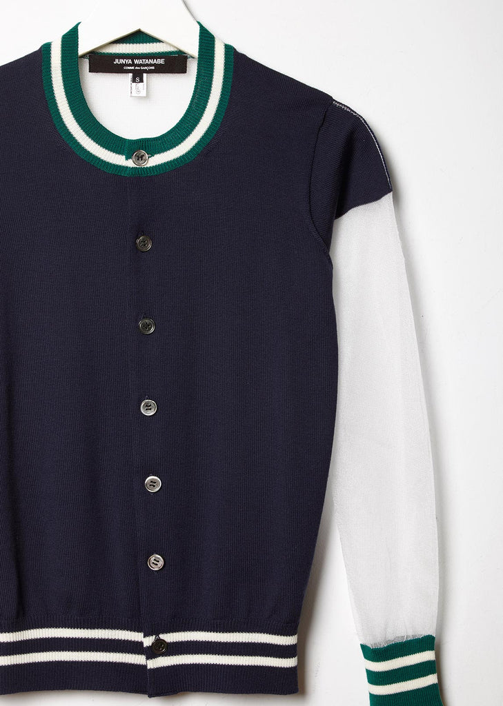 Mesh Sleeve Wool Cardigan