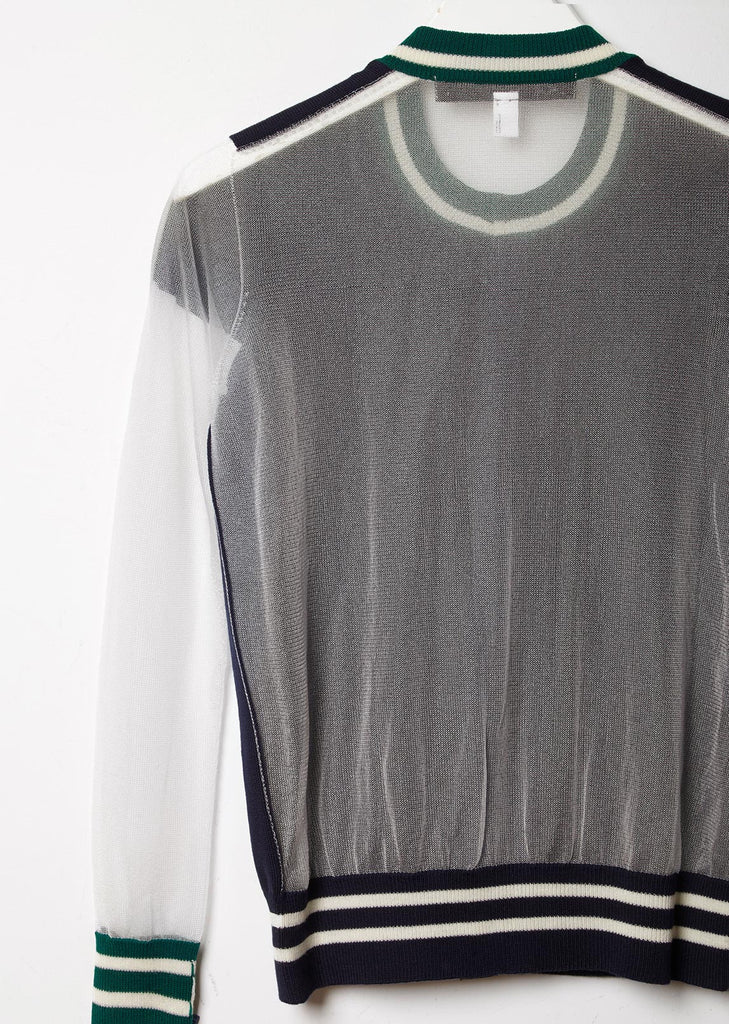 Mesh Sleeve Wool Cardigan
