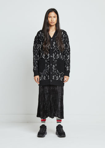 Wool Blend Jacquard Knit Cardigan