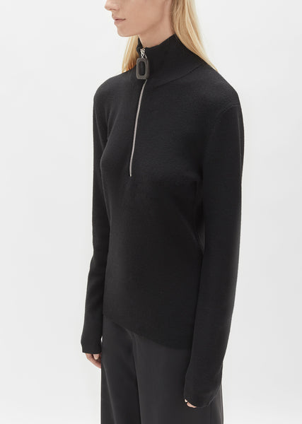 【送料&関税込】A.P.C. X Jw Anderson Zip-detailed Ribbed Kaf Ribbed Merino Zip Turtleneck by J.W. Anderson- La Garçonne
