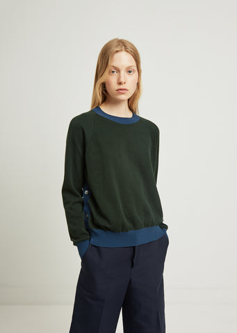 Contrast Trim Side Button Sweater
