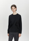 Wool Ruffled Crewneck Sweater