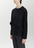 Wool Ruffled Crewneck Sweater