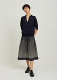 Pique Open Collar Silk Sweater