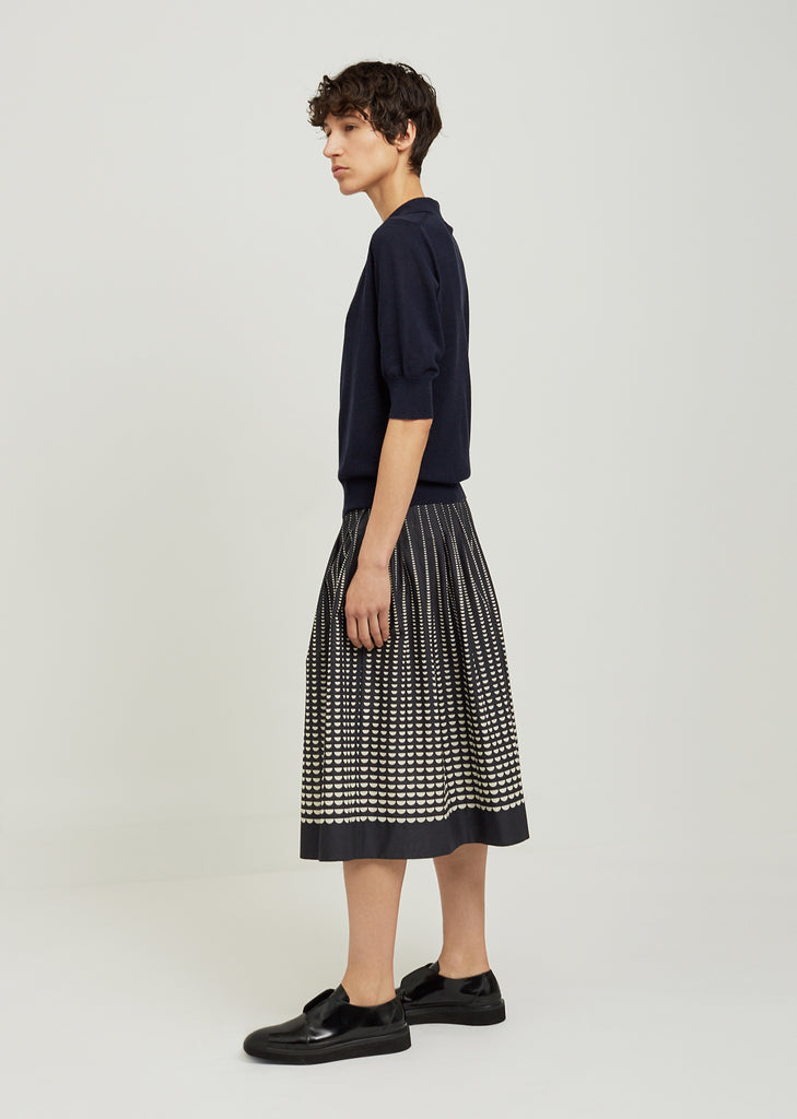 Pique Open Collar Silk Sweater