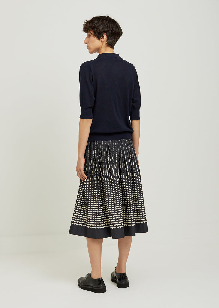 Pique Open Collar Silk Sweater