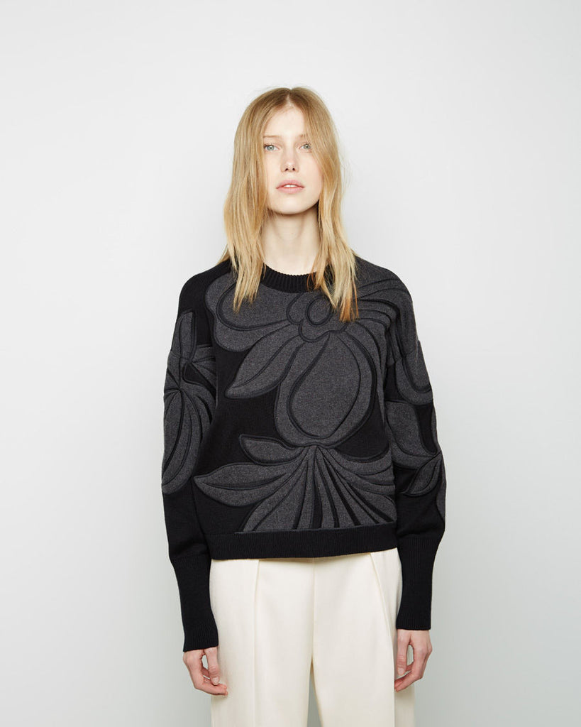 Floral Embroidered Long Sleeve Pullover