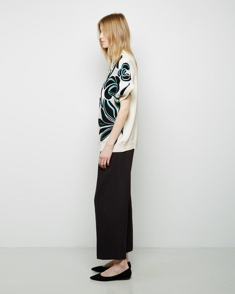 Floral Embroidered Short Sleeve Pullover