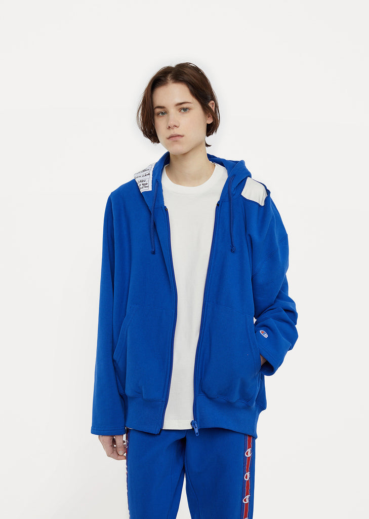 X Champion Zip Up Open Shoulder Hoodie