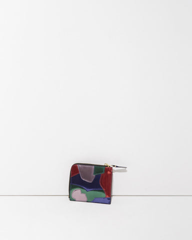 Metallic Patchwork Side Zip Wallet