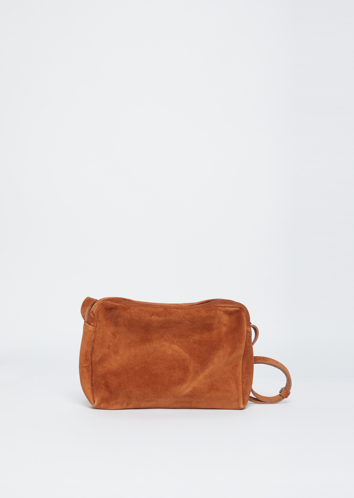 Ayako Suede Crossover Simple Bag — Dark Honey