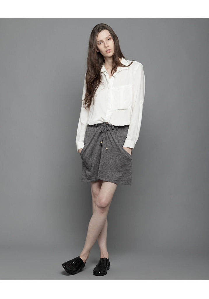 Buttoned Drawstring Skirt