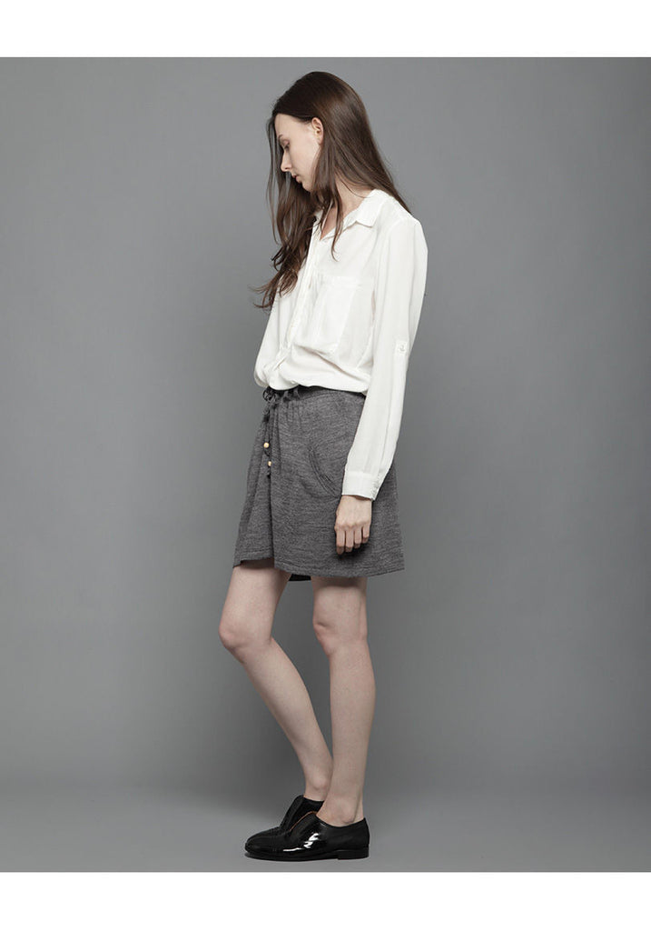 Buttoned Drawstring Skirt