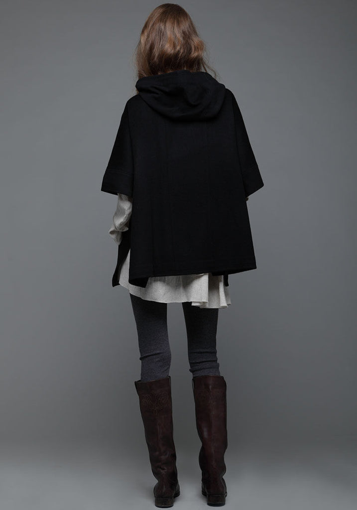 Hooded Wool Poncho