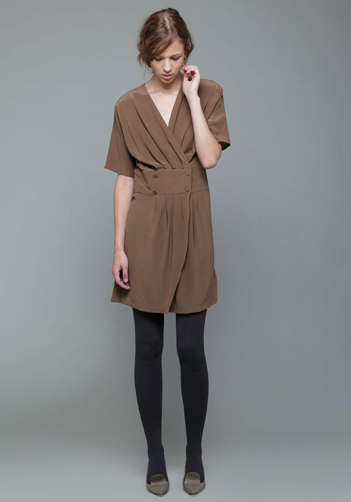 Silk Double Button Dress