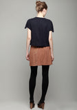 Suede Button Front Skirt