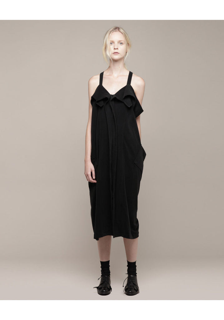 Dropped Collar Sleeveless Dress