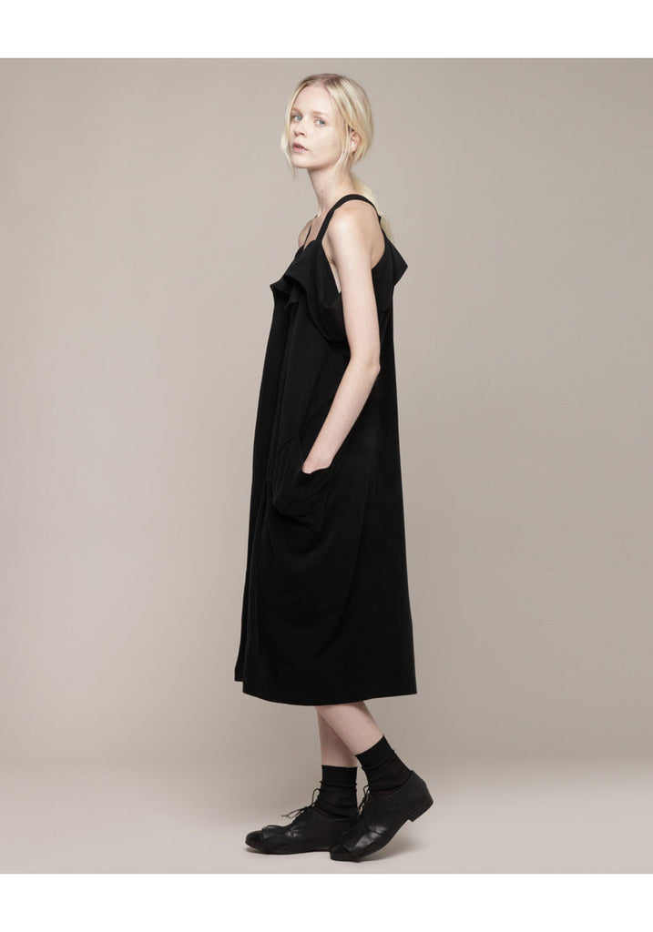 Dropped Collar Sleeveless Dress