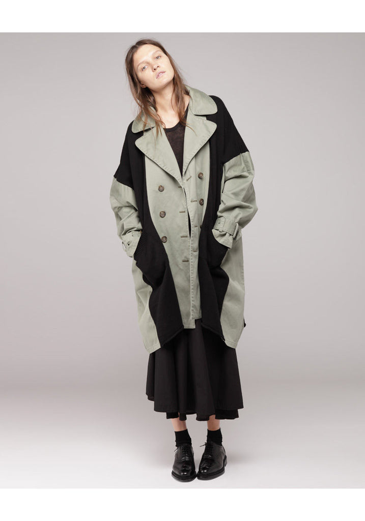 Knit Panel Army Coat
