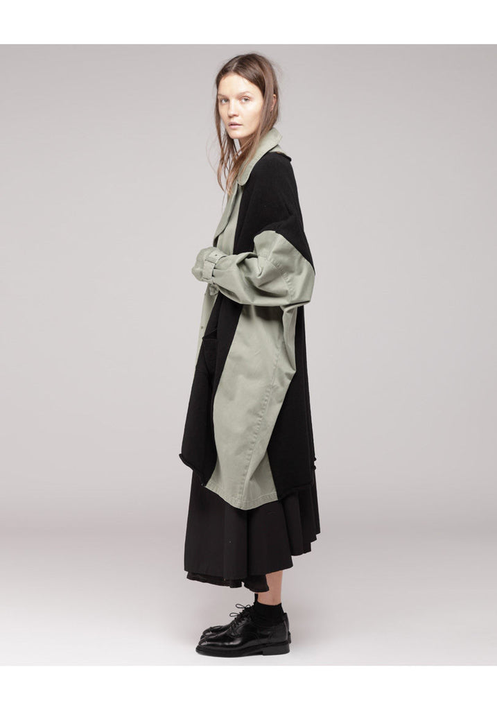Knit Panel Army Coat