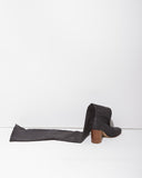 Coated Burlap Thigh High Boot