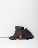 Coated Burlap Thigh High Boot