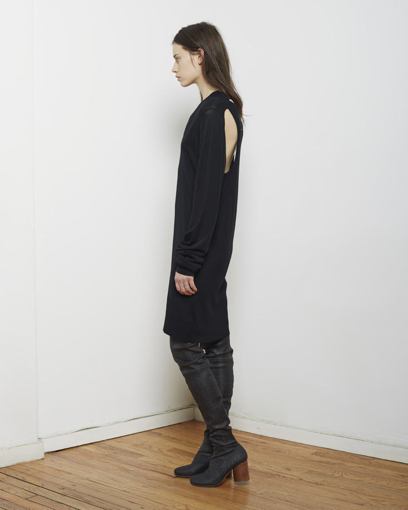 Coated Burlap Thigh High Boot