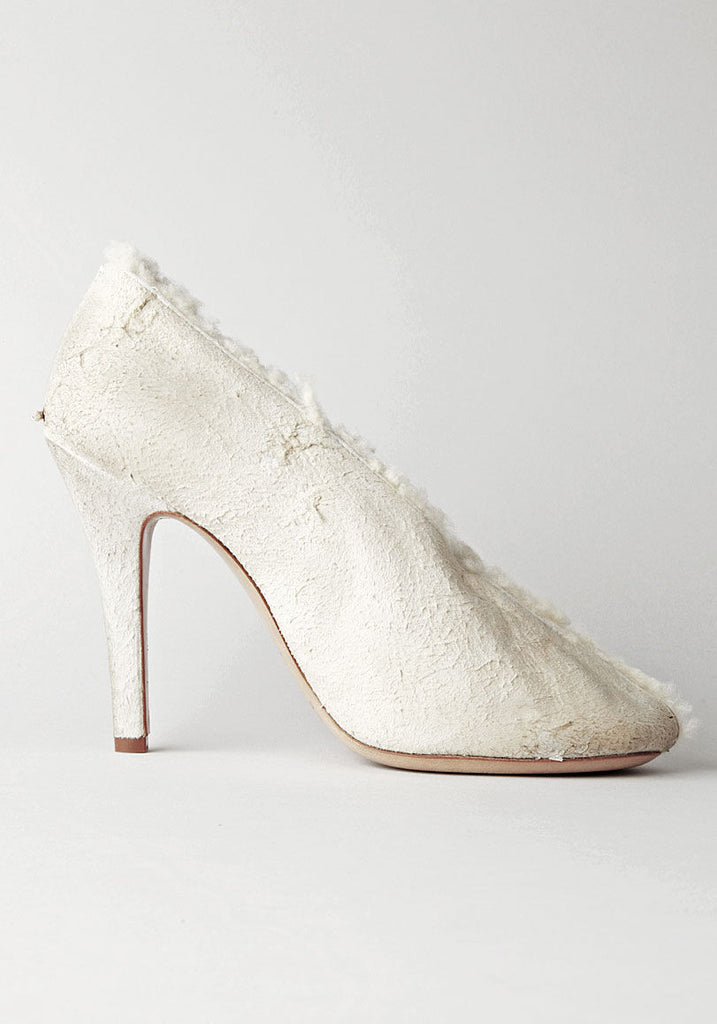 Shearling Peeptoe-Pump