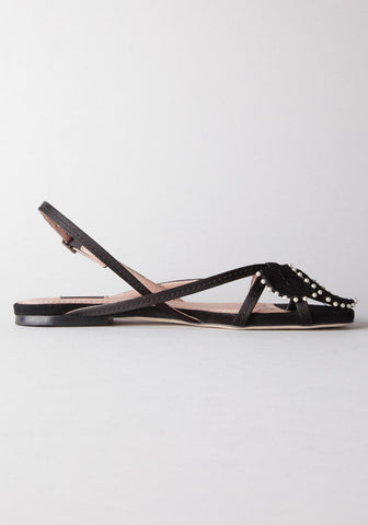 Cross Strap Pearl Flat