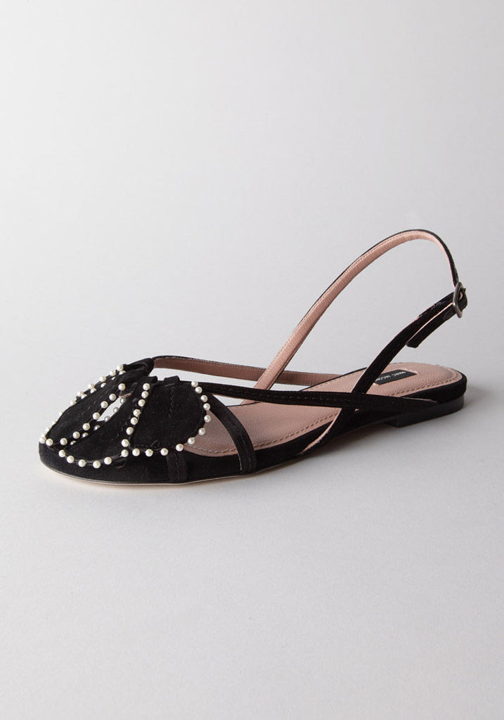 Cross Strap Pearl Flat
