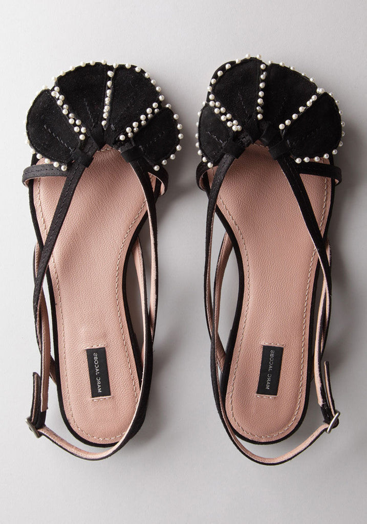 Cross Strap Pearl Flat
