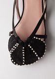 Cross Strap Pearl Flat